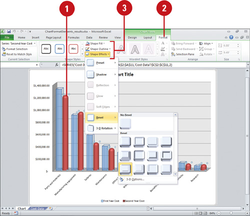 microsoft excel 2010 creating and modifying charts chart elements list excel